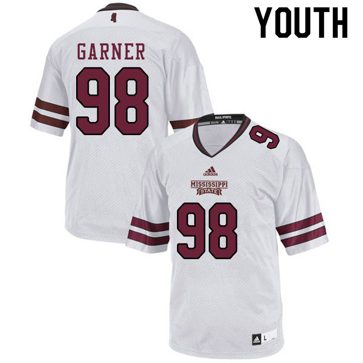 Youth #98 Joseph Garner Mississippi State Bulldogs College Football Jerseys Sale-White - Click Image to Close